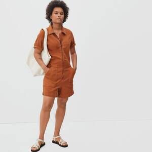 Everlane The Denim Short Coverall - Organic Cotton Rust Orange Size 6